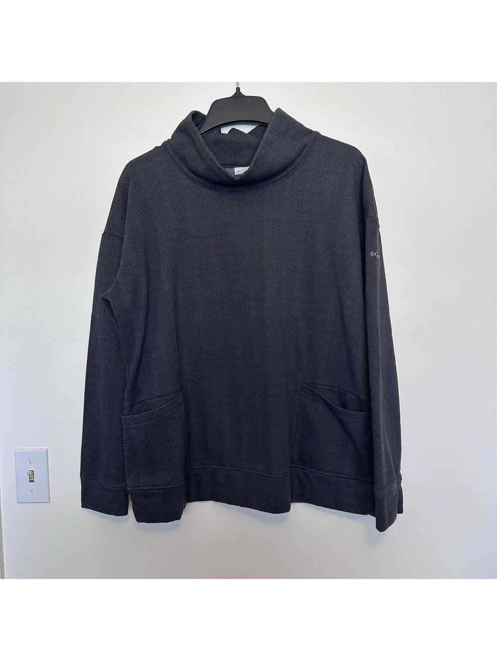 COLUMBIA WOMENS LODGE FUNNEL PULLOVER GREY POCKETS TURTLENECK XXL OUTDOORS PLUS